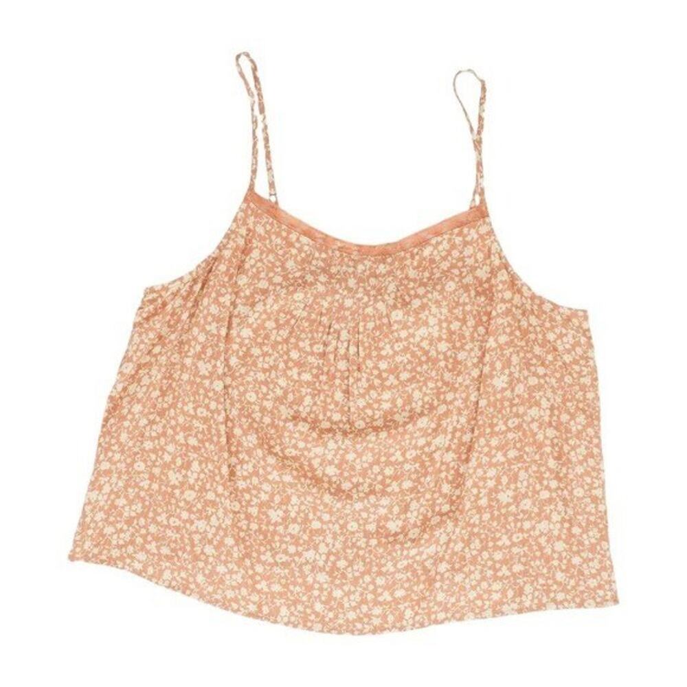 Floral Cami Top Peach Cream Sleeveless Tank Top Casual Summer Blouse